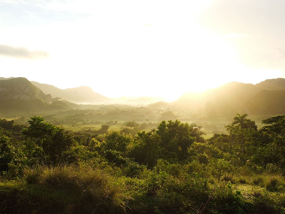 Sunrise over the mogotes of Viñales
